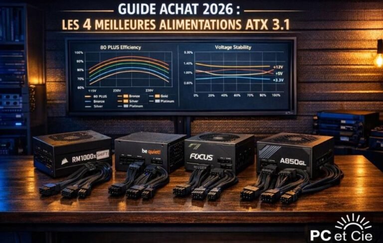 Comparatif des 4 meilleures alimentations ATX 3.1 Corsair, be quiet!, Seasonic et MSI sur le banc de test PC et Cie